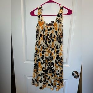 Black and tan flowered dress: size Medium